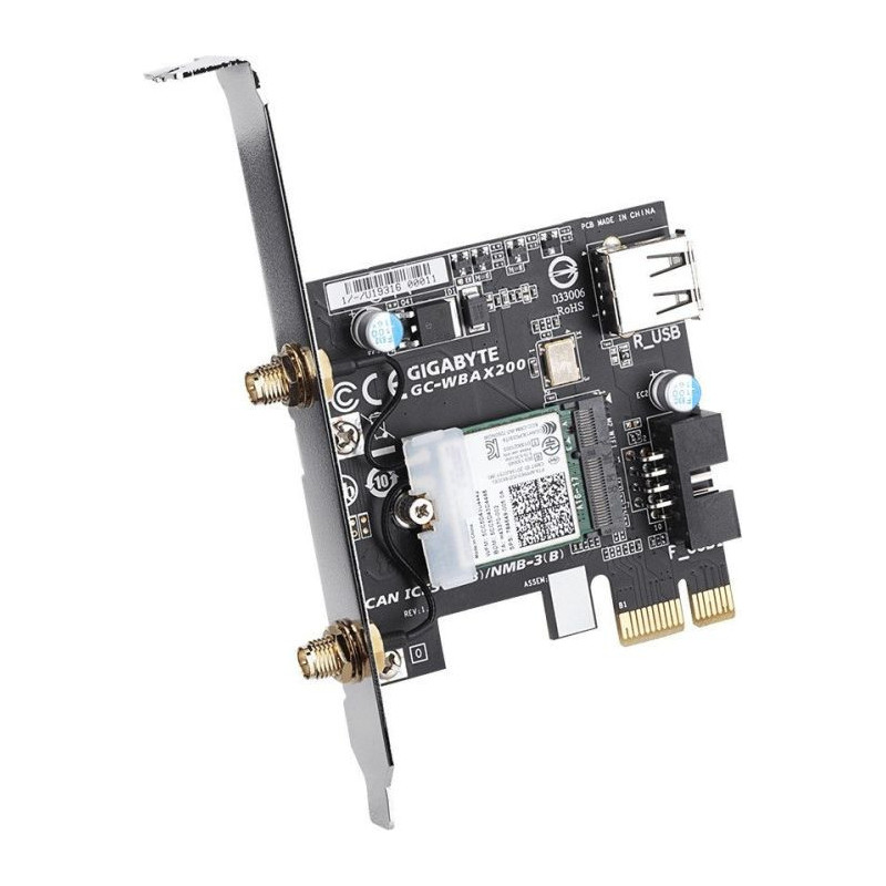 Gigabyte GC-WBAX200 WLAN & Bluetooth 5.0 PCIe x1 PCI GC-WBAX200 REV1.0 Gigabyte GC-WBAX200 WLAN & Bluetooth 5.0 PCIe x1 PCI GC-WBAX200 REV1.0