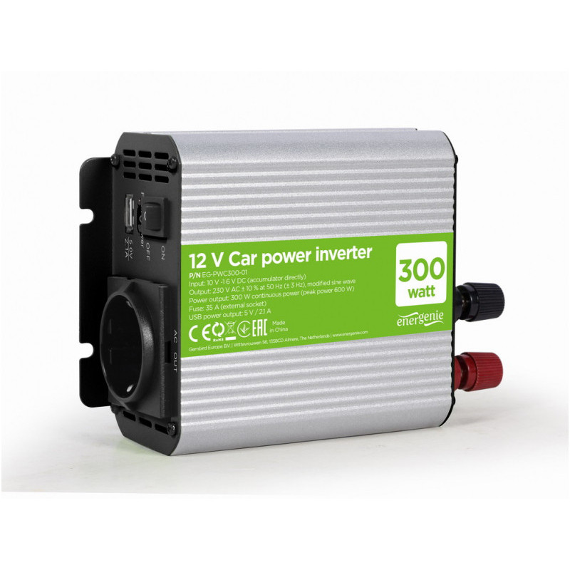 EnerGenie Convertisseur de puissance pour voiture 12 V. 300 W - EG-PWC300-01 EnerGenie Convertisseur de puissance pour voiture 12 V. 300 W - EG-PWC300-01
