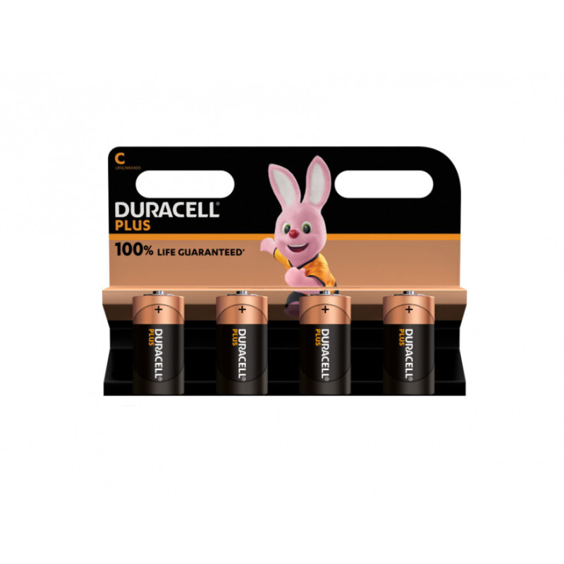 Duracell Pack de 4 piles Baby C Alkaline Plus Extra Life MN1400/LR14 Duracell Pack de 4 piles Baby C Alkaline Plus Extra Life MN1400/LR14