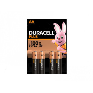 Duracell Pack de 4 piles Alkaline Plus Extra Life MN1500/LR06 Mignon AA