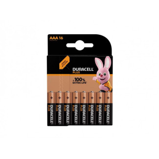 Duracell Pack de 16 piles Alkaline Plus Extra Life MN2400/LR03 Micro AAA