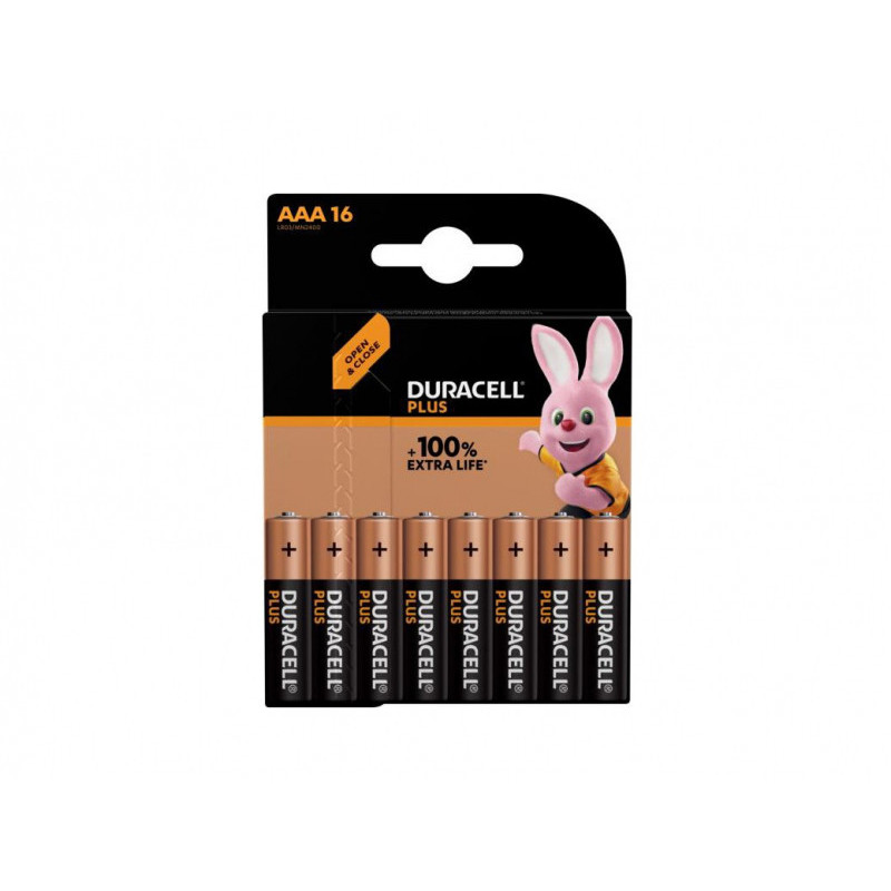 Duracell Pack de 16 piles Alkaline Plus Extra Life MN2400/LR03 Micro AAA Duracell Pack de 16 piles Alkaline Plus Extra Life MN2400/LR03 Micro AAA