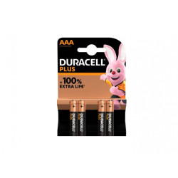 Duracell Pack de 4 piles Alkaline Plus Extra Life MN2400/LR03 Micro AAA
