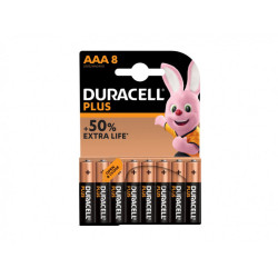 Duracell Pack de 8 piles  Alkaline Plus Extra Life MN2400/LR03 Micro AAA