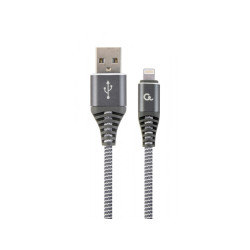 CableXpert cotton braided 8-pin 1 m. spacegrey/white - CC-USB2B-AMLM-1M-WB2