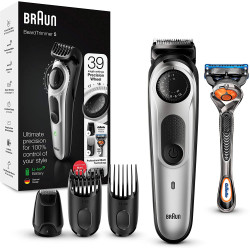 BRAUN Tondeuse à barbe BT5365 +3 accessoires et rasoir ProGlide de Gillette (Argent)