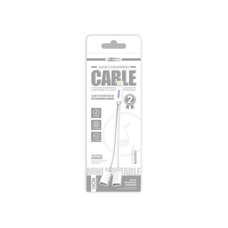 YK-Design 2in1 Digital Audio Conversion Cable YK-P03 Lightning (White)