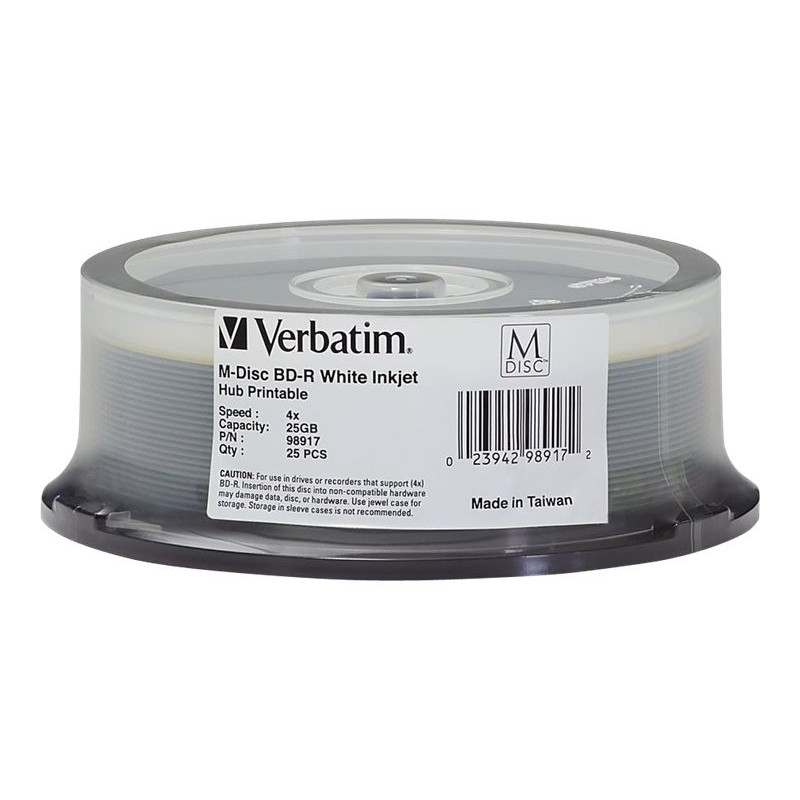 Verbatim M-DISC BD-R 25GB/1-4x Cakebox (25 Disc) - Archivmedium Verbatim M-DISC BD-R 25GB/1-4x Cakebox (25 Disc) - Archivmedium