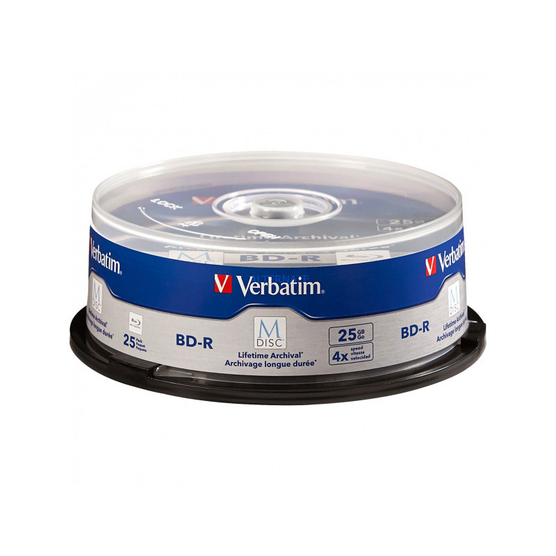 Verbatim M-DISC BD-R 25GB/1-4x Cakebox (25 Disc) - Archivmedium Verbatim M-DISC BD-R 25GB/1-4x Cakebox (25 Disc) - Archivmedium