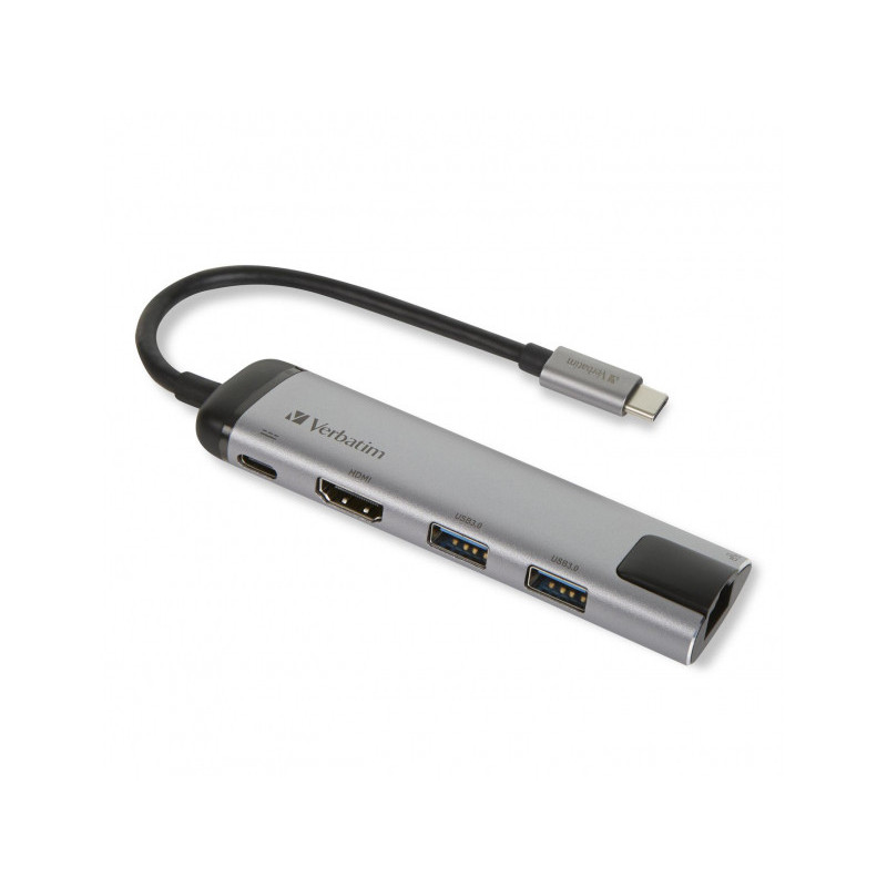 Verbatim USB 3.1-C Hub. Slimline. USB 3.0. HDMI 4K. RJ45 inkl. USB-C Kabel Verbatim USB 3.1-C Hub. Slimline. USB 3.0. HDMI 4K. RJ45 inkl. USB-C Kabel