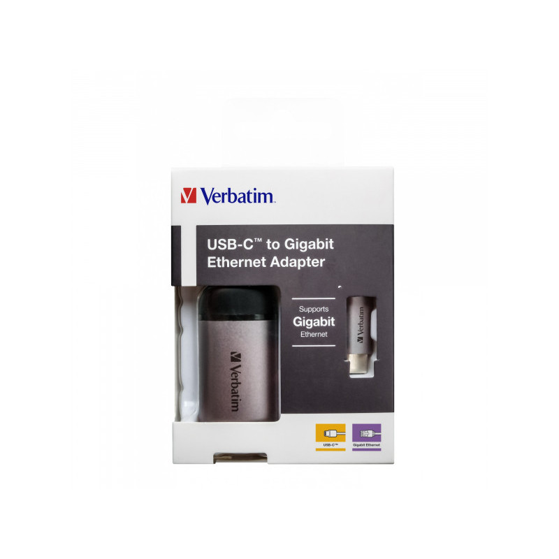 Verbatim USB-C Hub. 1x Gigabit Ethernet - Slimline. inkl. USB-C Kabel Verbatim USB-C Hub. 1x Gigabit Ethernet - Slimline. inkl. USB-C Kabel