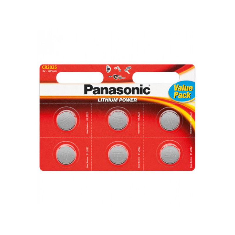 Panasonic Battery Lithium. CR2025. 3V -. Lithium Power. Blister (6-Pack) Panasonic Battery Lithium. CR2025. 3V -. Lithium Power. Blister (6-Pack)