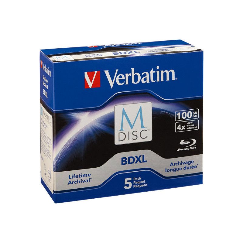 Verbatim M-DISC BD-R XL 100GB/1-4x Jewelcase (5 Disc) - Archivmedium Verbatim M-DISC BD-R XL 100GB/1-4x Jewelcase (5 Disc) - Archivmedium