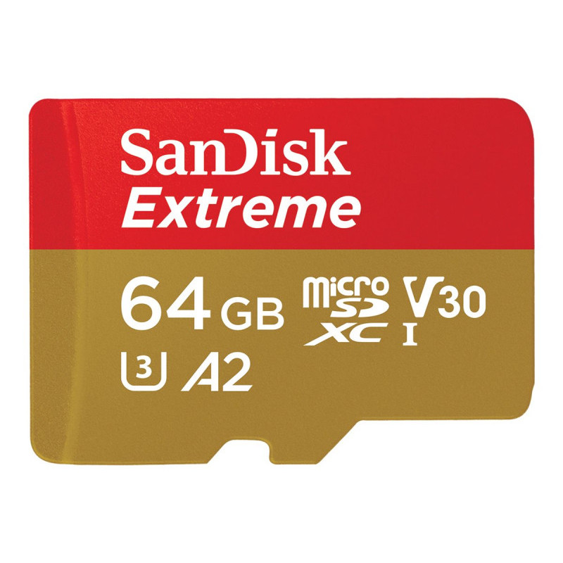 SanDisk Extreme MicroSDXC 64 GB Adapter CL10 UHS-I U3 SDSQXAH-064G-GN6AA