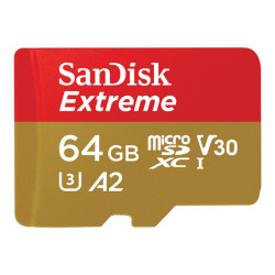 SanDisk Extreme MicroSDXC 64 GB Adapter CL10 UHS-I U3 SDSQXAH-064G-GN6AA