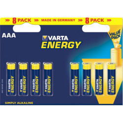 Varta Pack de 8 piles Alkaline. Micro. AAA. LR03. 1.5V - Energy. Blister