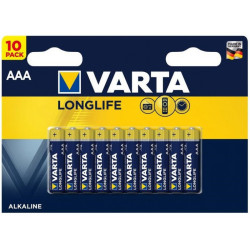 Varta Pack de 10 piles Alkaline. Micro. AAA. LR03. 1.5V Longlife. Blister