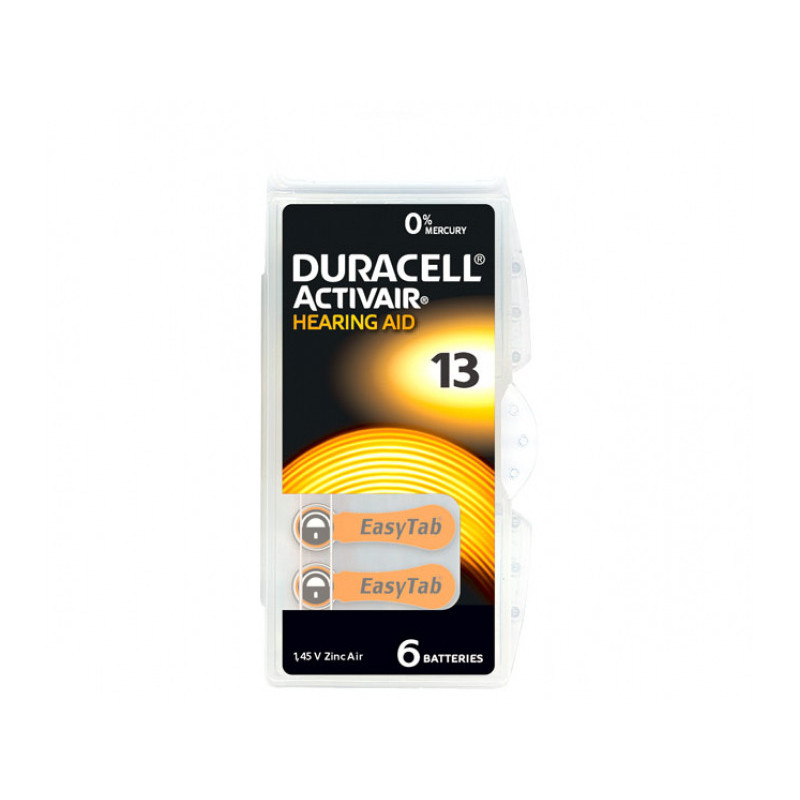 Duracell Pack de 6 piles pour appareil auditif code 13 PR48 (174694) Duracell Pack de 6 piles pour appareil auditif code 13 PR48 (174694)