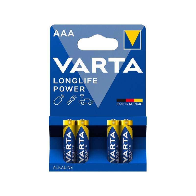 Varta Pack de 4 piles Alkaline. Micro. AAA. LR03. 1.5V - Longlife Power