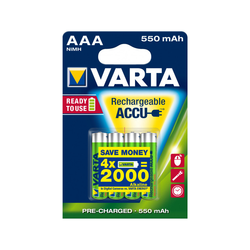 Varta Akku Micro. AAA. HR03. 1.2V/550mAh Accu Power (Pack de 4)