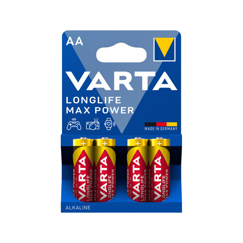 Varta Paquet de 4 piles Alkaline. Mignon. AA. LR06. 1.5V Longlife Max Power