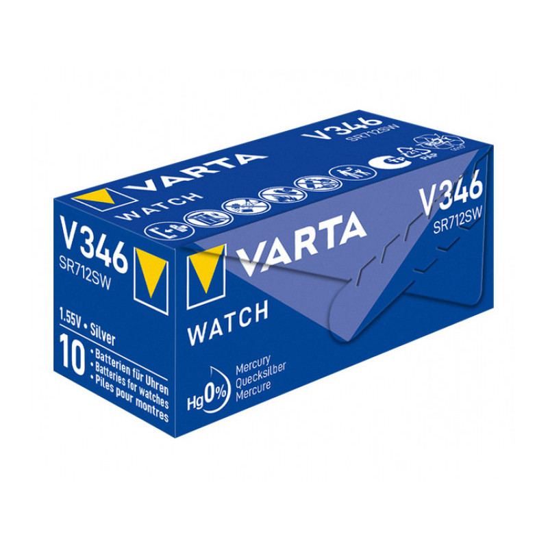 Varta Battery Silver Oxide. Knopfzelle. 346. SR712. 1.55V (10-Pack) Varta Battery Silver Oxide. Knopfzelle. 346. SR712. 1.55V (10-Pack)