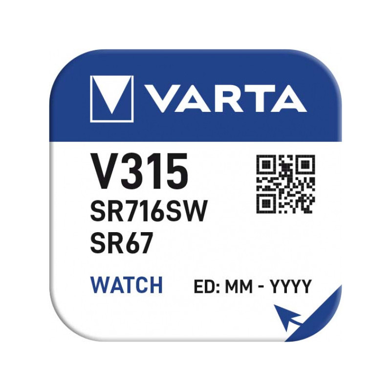 Varta Battery Silver Oxide. Knopfzelle. 315. SR67. 1.55V (10-Pack) Varta Battery Silver Oxide. Knopfzelle. 315. SR67. 1.55V (10-Pack)