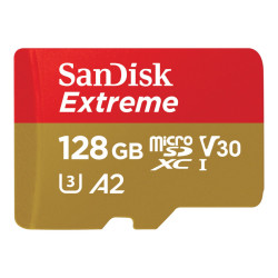 SanDisk Extreme Carte  MicroSDXC 128 Go Adaptateur CL10 UHS-I U3 SDSQXAA-128G-GN6AA