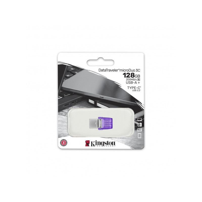Kingston USB Flash 128 GB DT Duo 200MB/s Dual USB-A+ USB-C DTDUO3CG3/128GB Kingston USB Flash 128 GB DT Duo 200MB/s Dual USB-A+ USB-C DTDUO3CG3/128GB