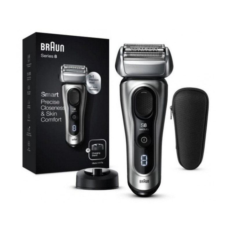 BRAUN Rasoir Series 8 8417s Wet & Dry avec chargeur et étui de voyage (Noir/Argent)