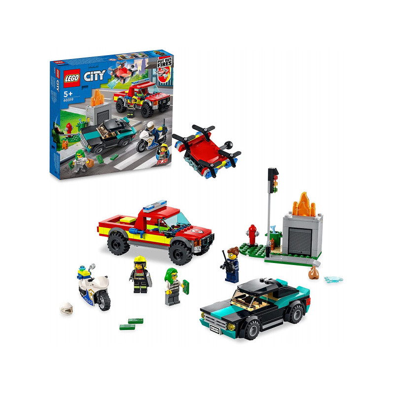 LEGO City - Le sauvetage des pompiers et poursuite de la police (60319)