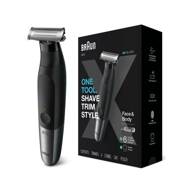 Braun Series X XT5200 Rasoir à grille et tondeuse Noir. Métallique - XT5200