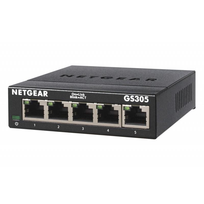 Netgear Switch non manageable Gigabit Ethernet 5 ports pour télétravailleurs ou TPE GS305-300PES Netgear Switch non manageable Gigabit Ethernet 5 ports pour télétravailleurs ou TPE GS305-300PES