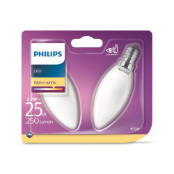 Philips Pack de 2 LED blanc chaud E14 2.2W=25W 250 Lumen