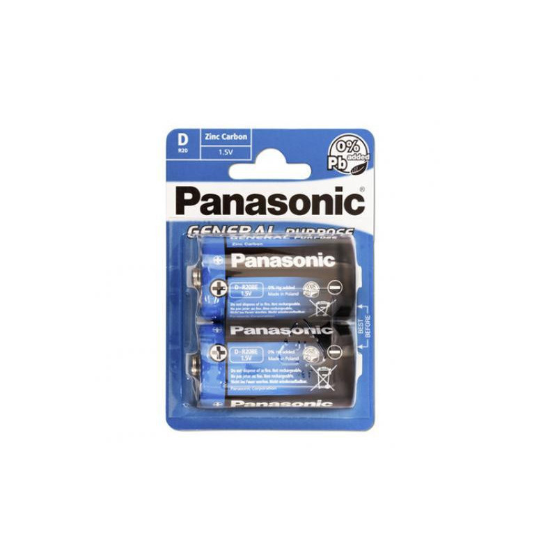 Panasonic Pack de 2 piles Heavy Duty Mono D LR20 Panasonic Pack de 2 piles Heavy Duty Mono D LR20