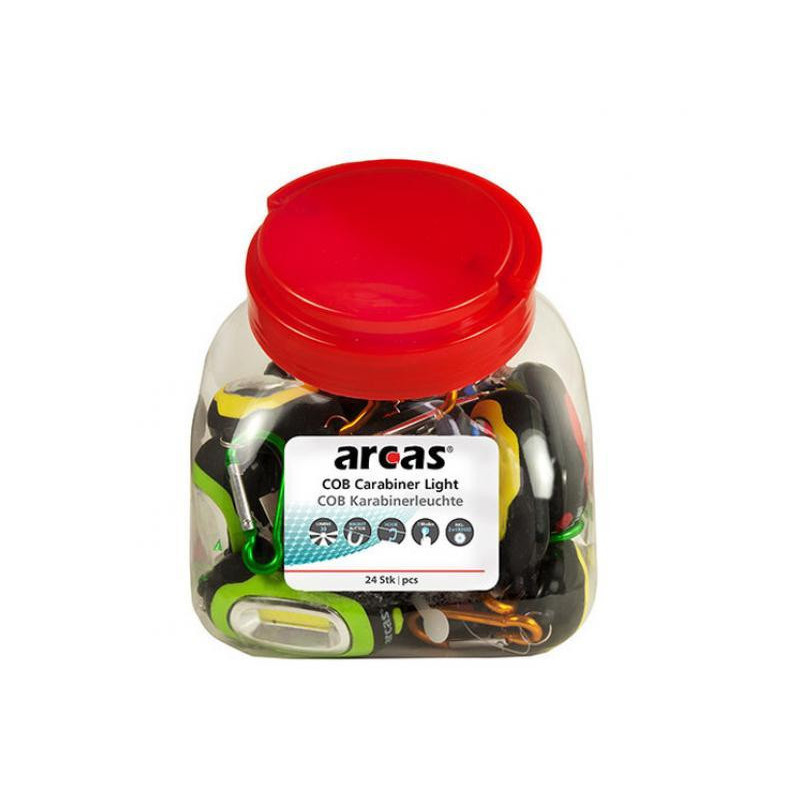 ARCAS Boite de 24 porte-clés mousqueton COB LED ARCAS Boite de 24 porte-clés mousqueton COB LED