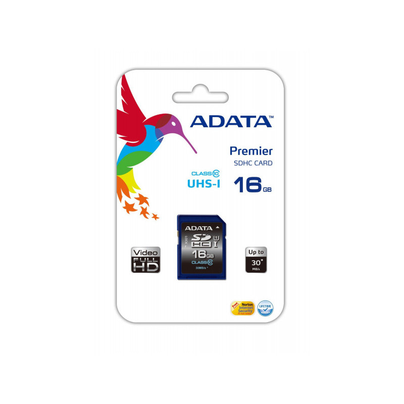 ADATA SDHC UHS-I Class 10 16GB Premier -ASDH16GUICL10-R 