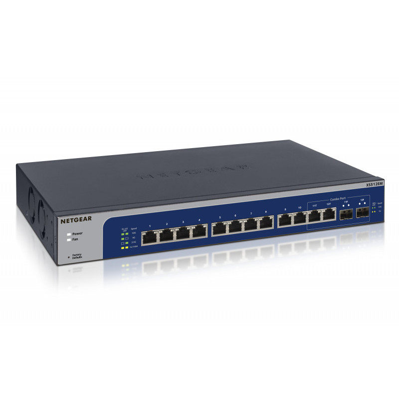 Netgear Switch 12 ports 10 Gigabit/Multi-Gigabit Ethernet avec 2 ports combinés SFP+ XS512EM-100EUS