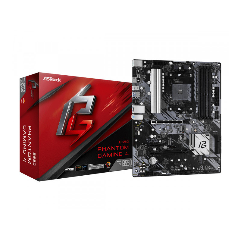 ASROCK B550 PHANTOM GAMING 4 AMD Socket AM4 AMD Ryzen 90-MXBCY0-A0UAYZ ASROCK B550 PHANTOM GAMING 4 AMD Socket AM4 AMD Ryzen 90-MXBCY0-A0UAYZ
