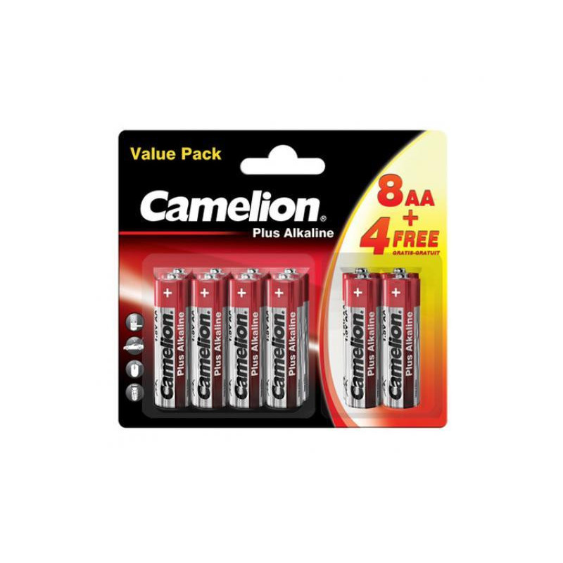 Camelion Pack de 8+4 piles Plus Alkaline LR6 Mignon AA