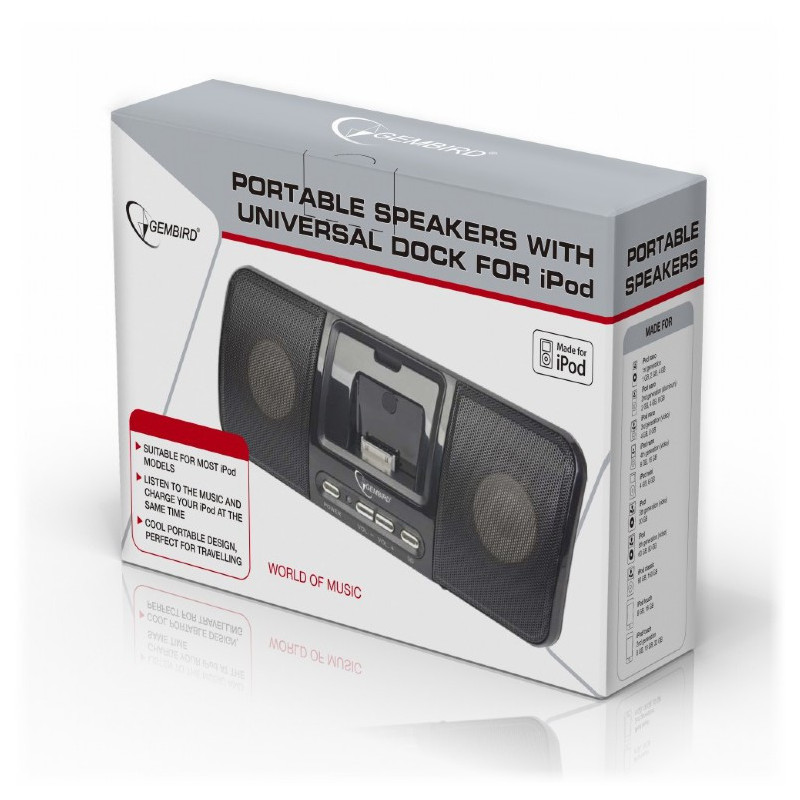 Gembird Haut-parleurs portables avec station d?accueil universelle pour iPhone et iPod - SPK321i