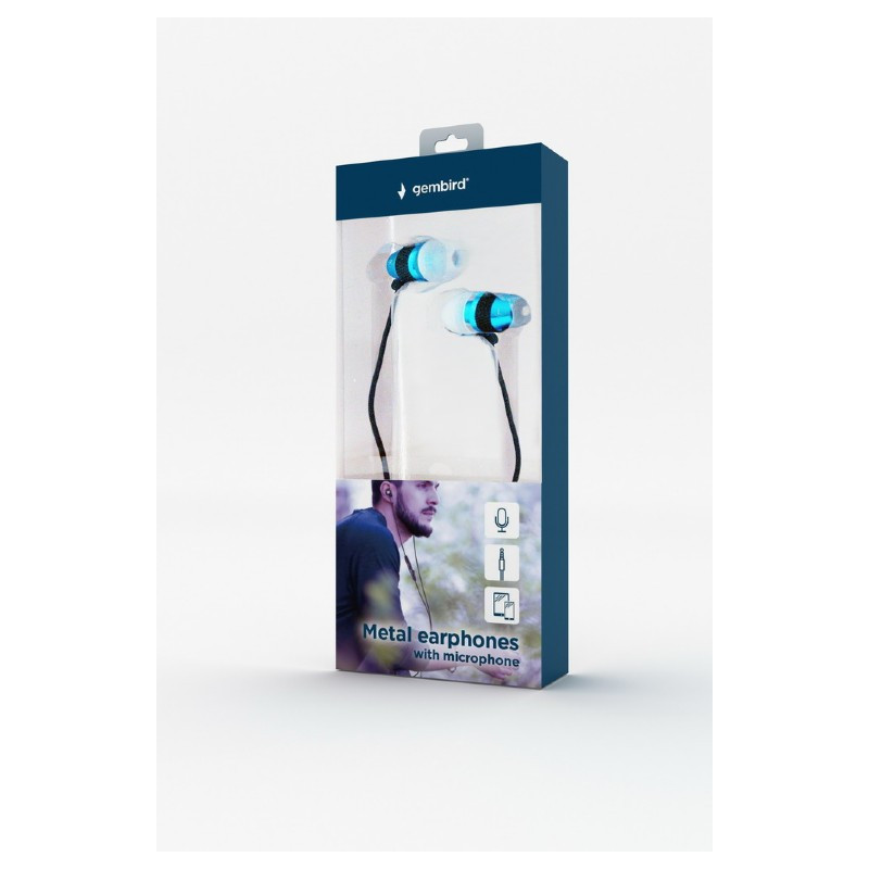 Gembird Ecouteurs intra auriculaires filaires avec microphone Bleu MHS-EP-2 Gembird Ecouteurs intra auriculaires filaires avec microphone Bleu MHS-EP-2