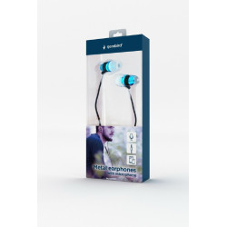 Gembird Ecouteurs intra auriculaires filaires avec microphone Bleu MHS-EP-2