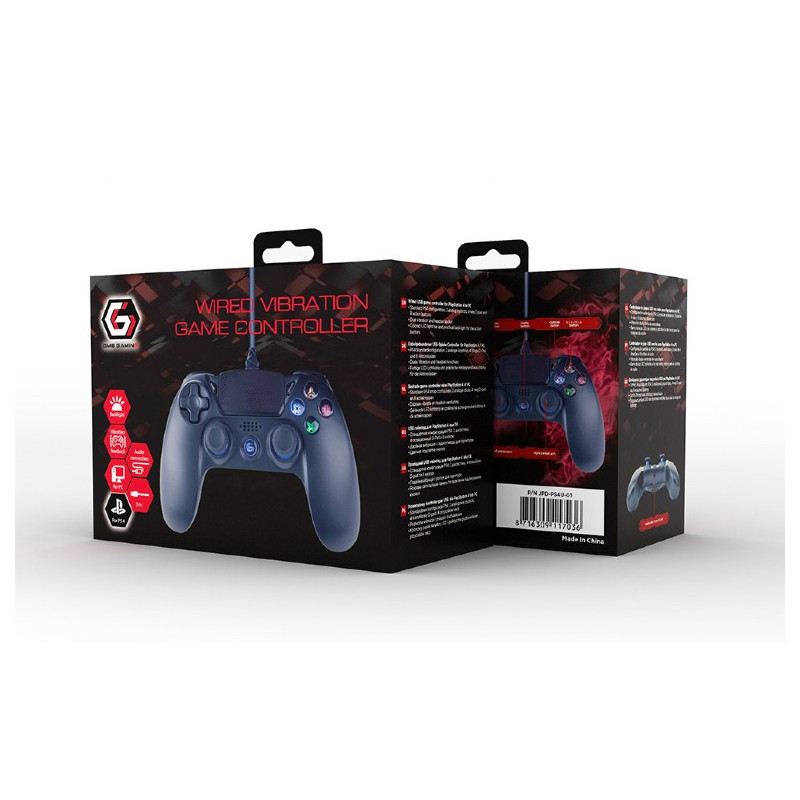 Gembird Contrôleur de jeu à vibration filaire pour PlayStation 4 ou PC. noir - JPD-PS4U-01 Gembird Contrôleur de jeu à vibration filaire pour PlayStation 4 ou PC. noir - JPD-PS4U-01