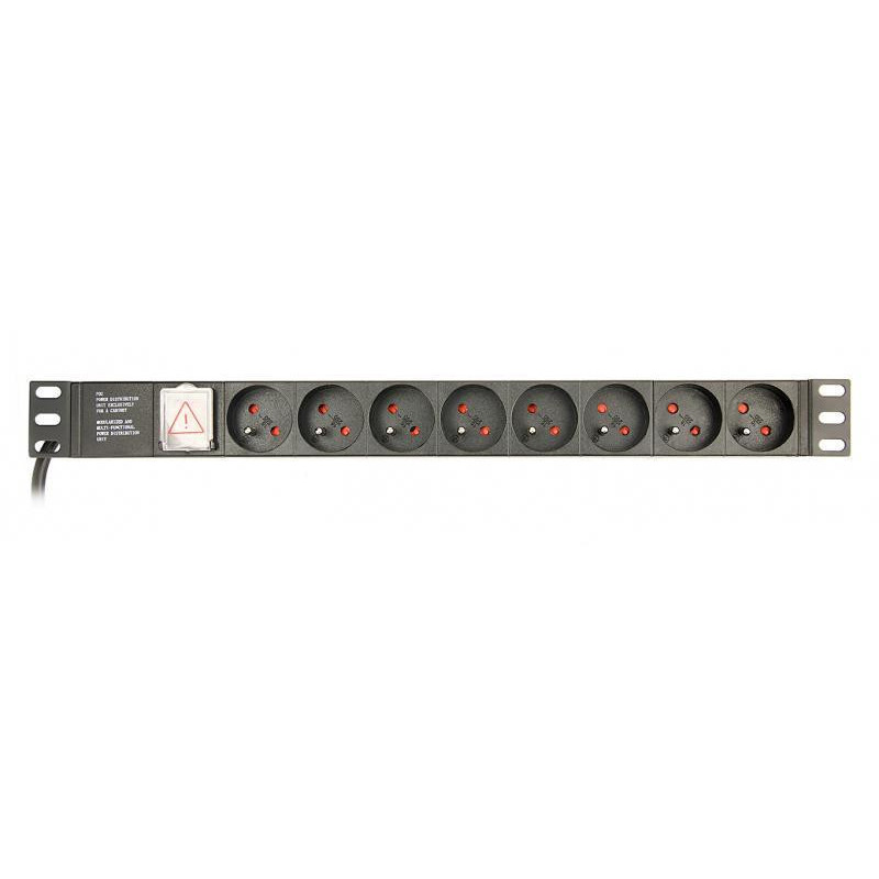 EnerGenie Adaptateur Multi prises PRO. 8 prises norme français. 1U. 16A. cable 3 m. EG-PDU-014-F