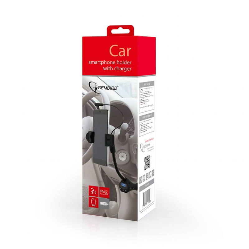 Gembird Support de smartphone de voiture 4-en-1 avec chargeur. émetteur FM - TA-CHU3 Gembird Support de smartphone de voiture 4-en-1 avec chargeur. émetteur FM - TA-CHU3