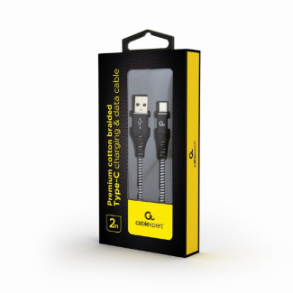 CableXpert Type-C Câble de charge USB 2 m noir / blanc CC-USB2B-AMCM-2M-BW