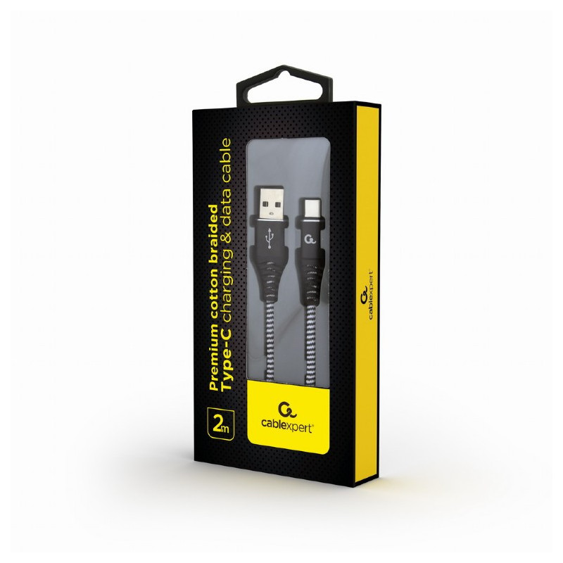 CableXpert Type-C Câble de charge USB 2 m noir / blanc CC-USB2B-AMCM-2M-BW