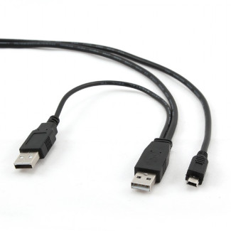 Câble adaptateur CableXpert Dual USB A vers Mini-USB 0.9 m CCP-USB22-AM5P-3