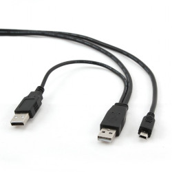 Câble adaptateur CableXpert Dual USB A vers Mini-USB 0.9 m CCP-USB22-AM5P-3